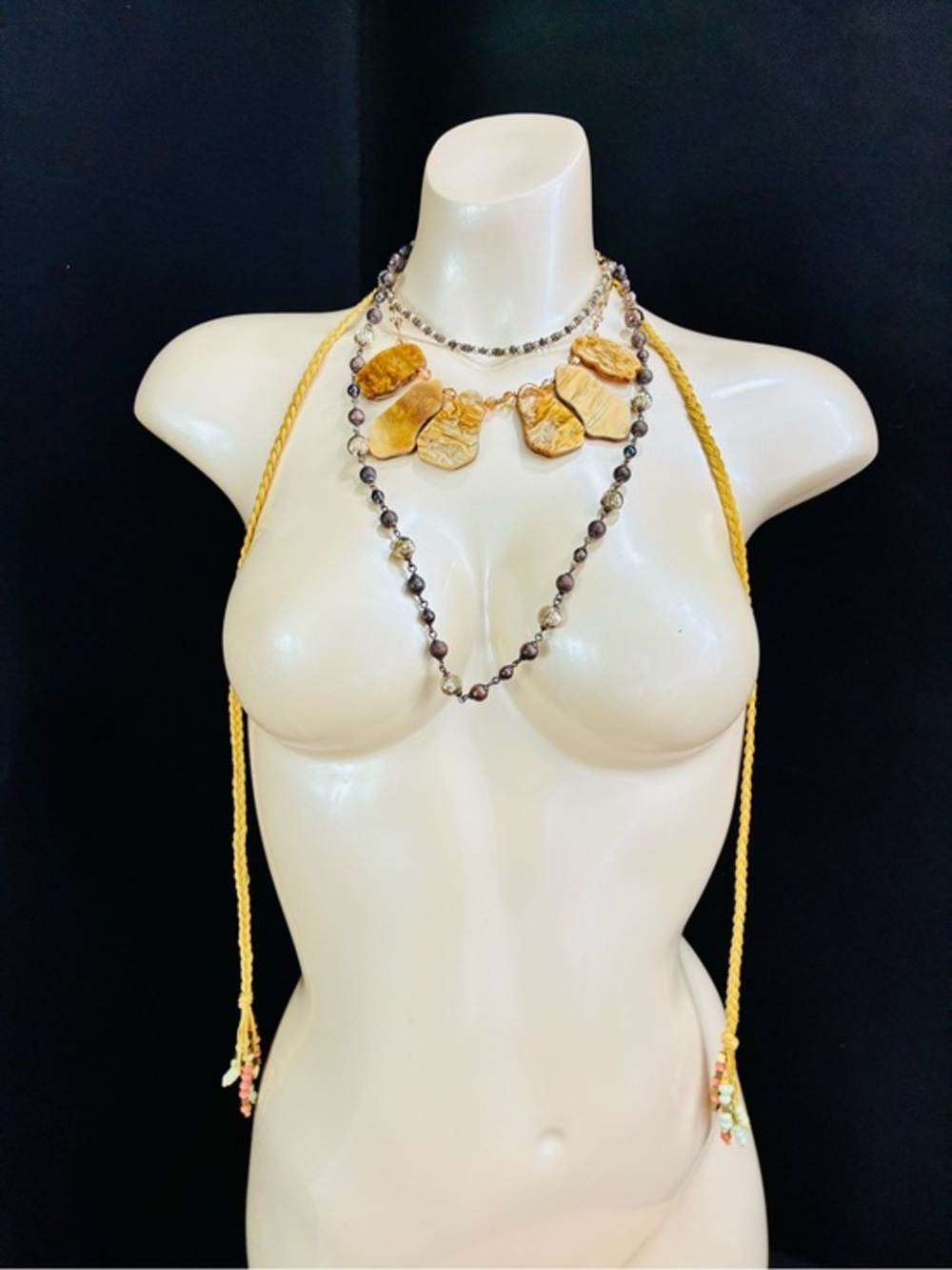 Layered Bohemian Festival Chic Statement Necklace’s- Gold Tone Southwestern EUC
